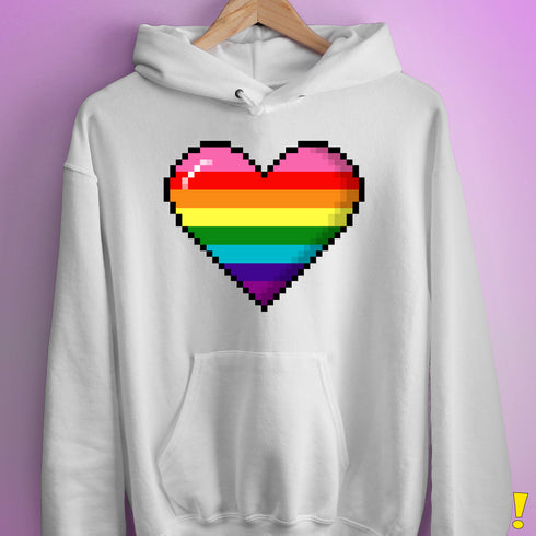 Gilbert Baker Original LGBTQ Gay Rainbow Pride 8-Bit Pixel Heart - White